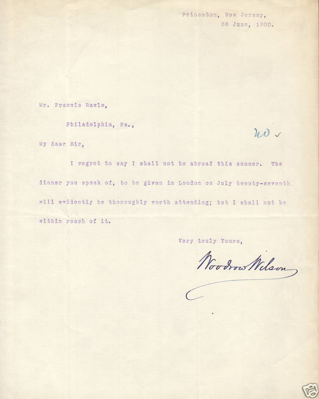 Autograph Value Guide Woodrow Wilson