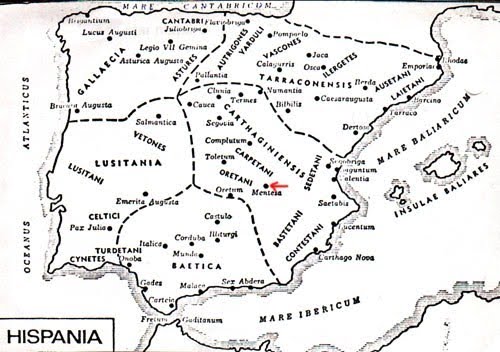 Situación de Mentesa en la Hispania romana