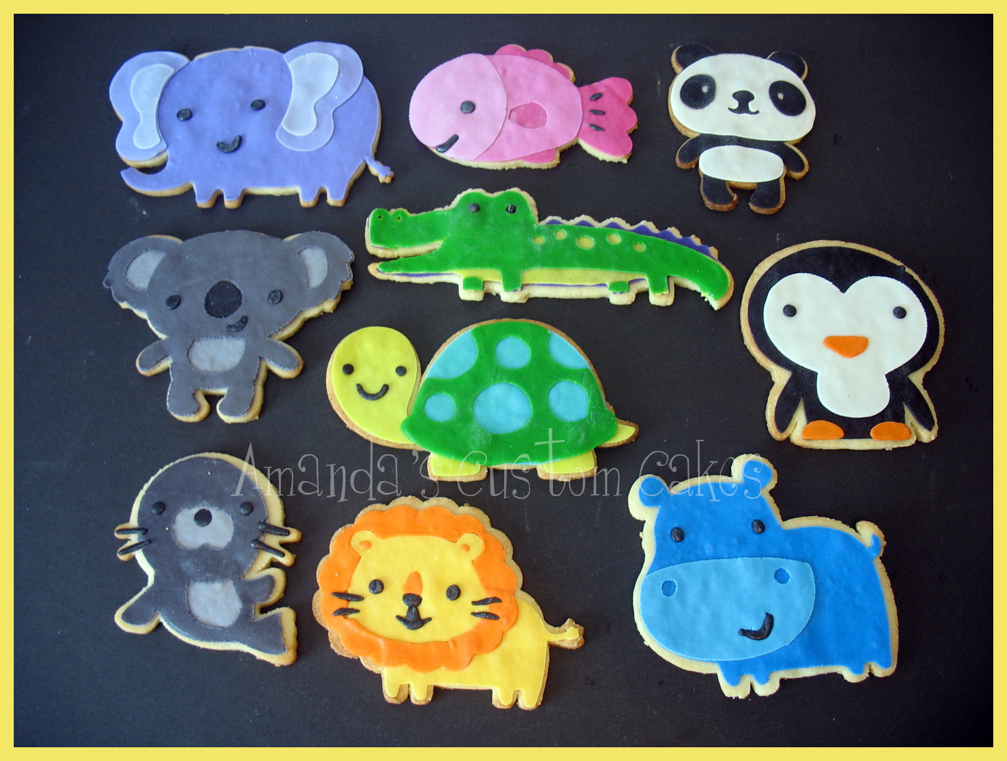 Amanda's Custom Cakes Zoo animal cookies