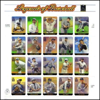 2000 LEGENDS OF BASEBALL #3408 Pane of 20 x 33 cents US Postage Stamps