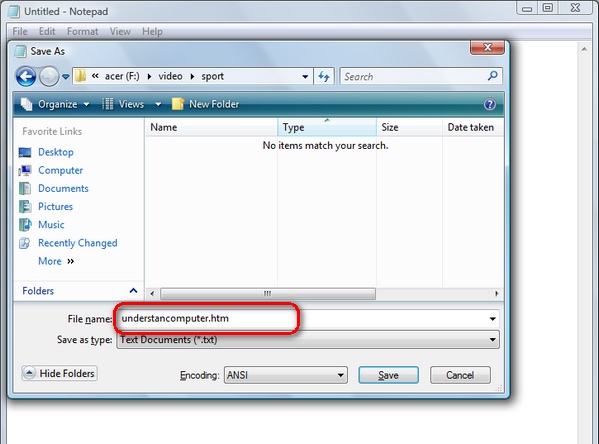 information tutorial vista tips saving a non txt file using notepad