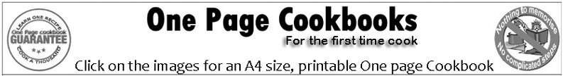 One Page Cookbooks - For the first time cook