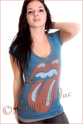Rolling Stones 1975 World Tour V-neck Vintage Wash T-Shirt in Burnout Blue