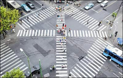 Hangzhou's X zebra crossing Hangzhou's X zebra crossing