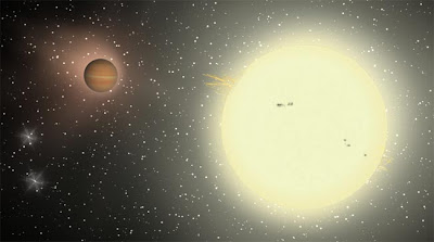 Largest known planet in the universe A computer-generated simulation of TrES-4, with its host star on the right