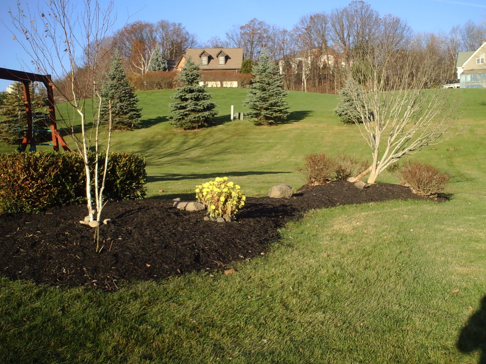 Bryk City Landscaping Spreading Mulch, edging, & bush trimming in