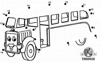 Online free Island of Sodor Thomas and Bertie bus dot to dot for children coloring activities Online free Island of Sodor Thomas and Bertie bus dot to dot for children coloring activities