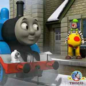 Tank Thomas Annie and Clarabel rushed to Marthwait station Mr Bubbles looking for a clown magic hat