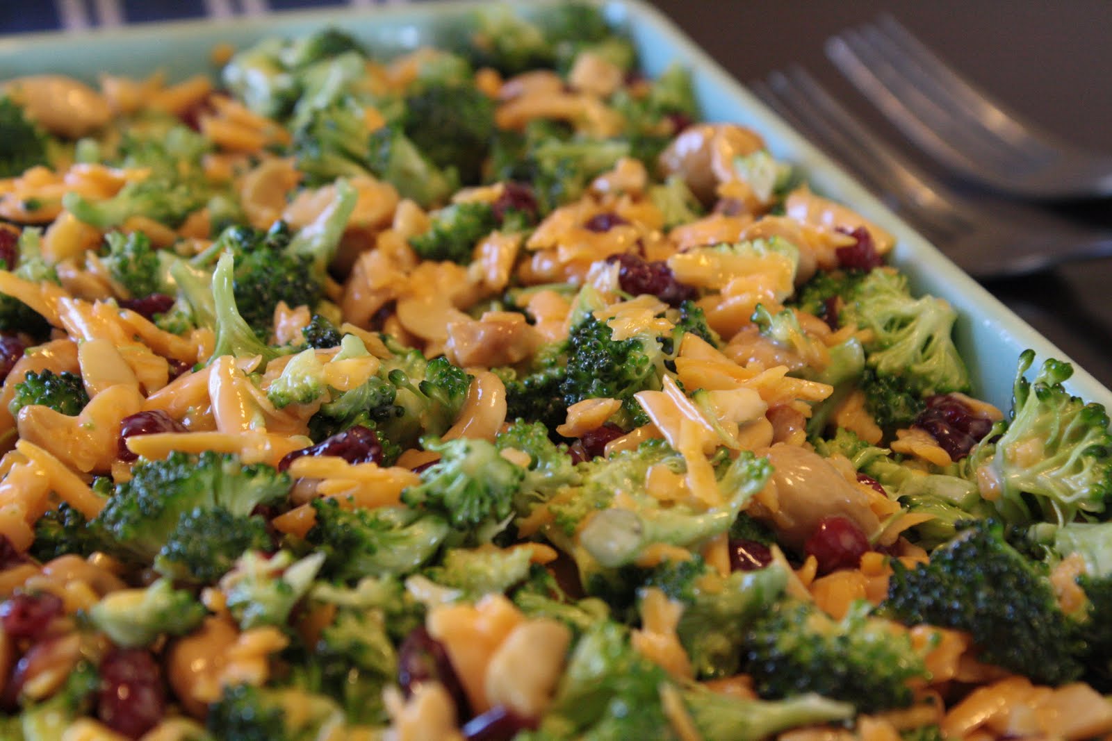 "B" dubs cafe Broccoli, Cheese, and Craisin salad