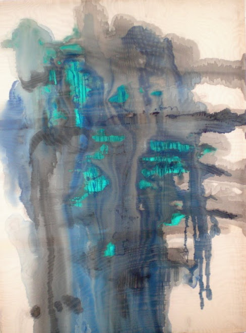 ink and acrylic on sheer layered drapery