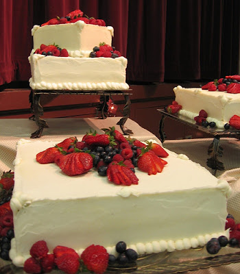 Square wedding cake with chocolate almost brownietasting on top and Square wedding cake with chocolate almost brownietasting on top and