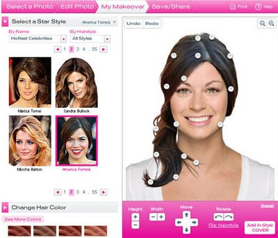 With Hollywood Hair Makeover, you can try on your favorite star styles and