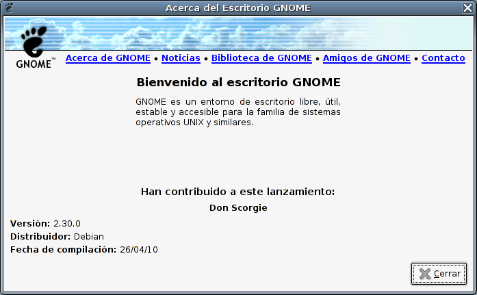 acerca de GNOME 2.30