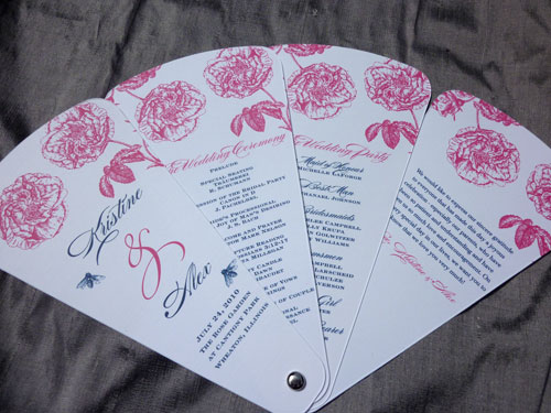 Buzzing Garden wedding program in hot pink navy Buzzing Garden wedding program in hot pink navy