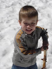 Quinton with a stick in the snow