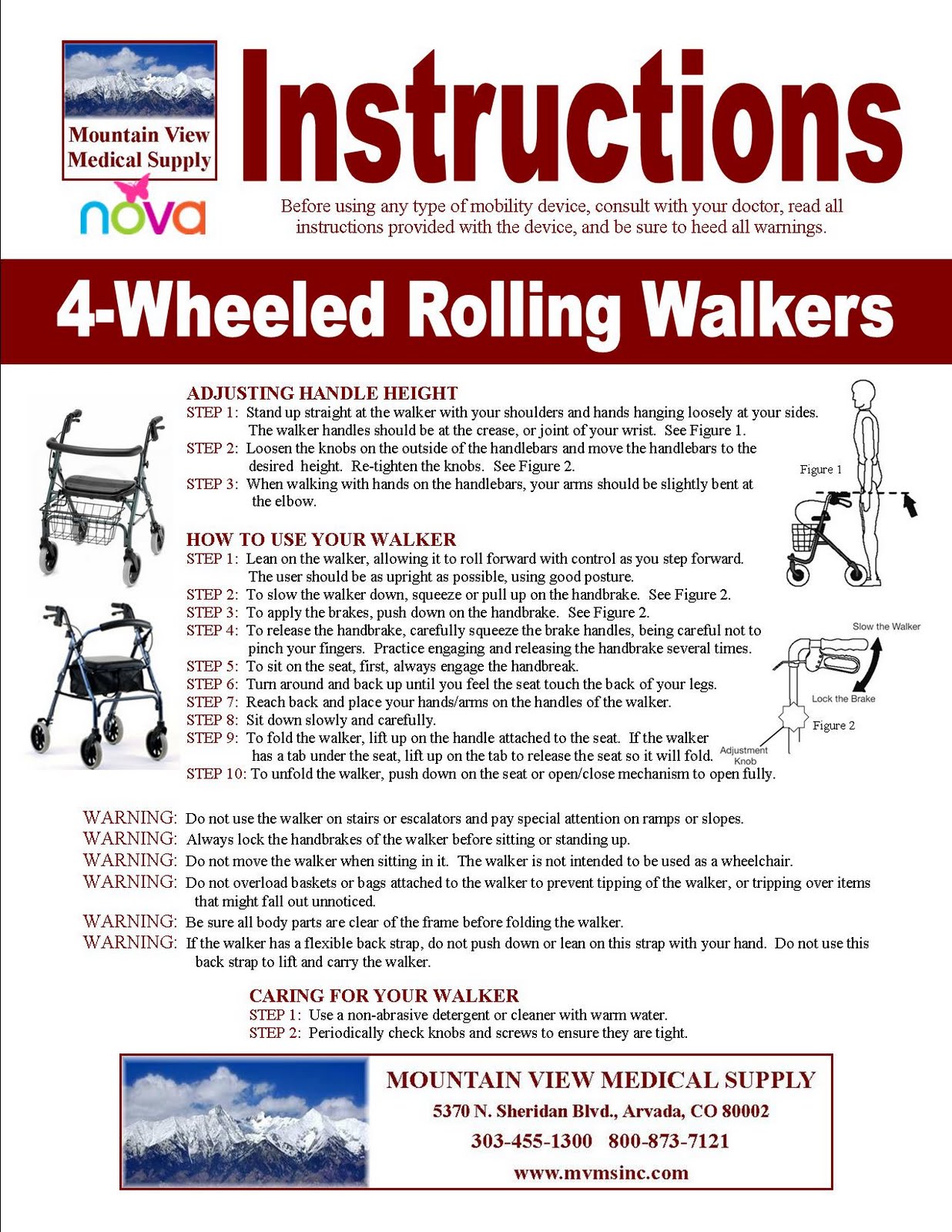 The Mountain View Part 1 of 3 Instructions 4Wheeled Walkers