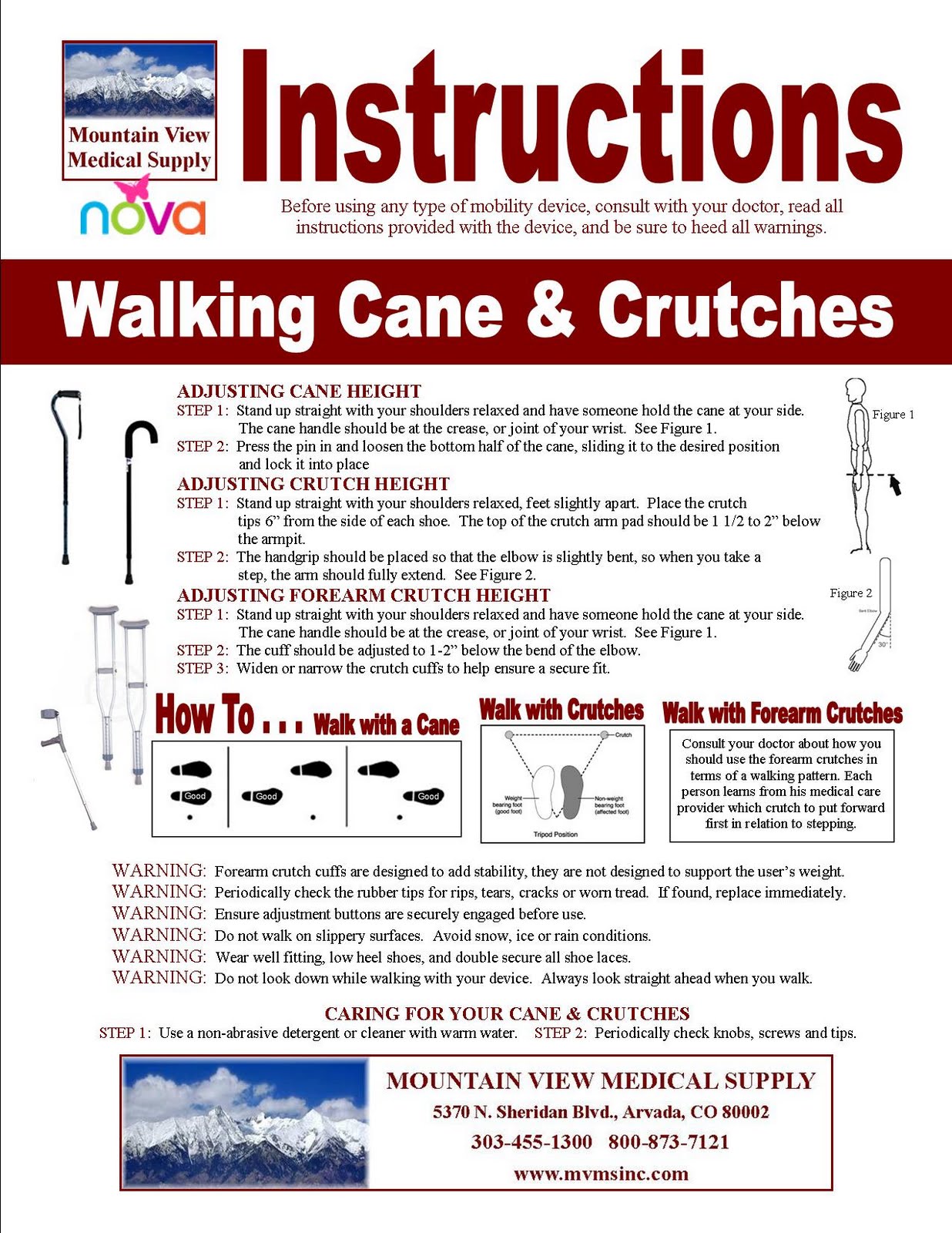 The Mountain View Part 2 of 3 Instructions Walking Canes & Crutches
