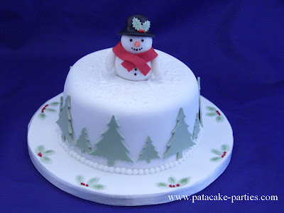 Ice man and Christmas trees on the cool Christmas cake Christian religious picture