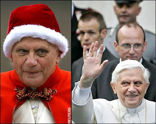 The Pope Benedict XVI Cardinal Joseph Ratzinger in Christmas Santa Claus dress sexy photo