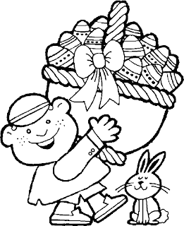 Cute coloring page of A Toon man carrying gift basket with eggs and rabbit for children activities sexy gallery