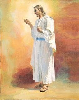 Jesus Christ teacher and savior with peaceful white dress colorful background art image