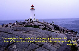 No one lights a lamp and hide it in a jar or puts it under a bed. Instead, he puts it on a stand, so that those who come in can see the light Luke 8:16 verse with light house image background at ocean(sea) gallery