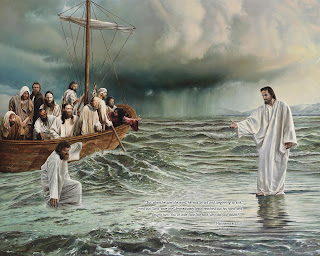 Peter walking on the water while God's son Jesus Christ calling Peter hq(hd) wallpaper