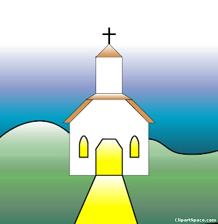 Big Christian church to pray to Jesus Christ color clip art pic