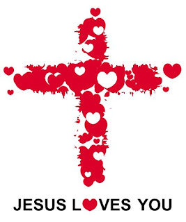 Jesus Loves You cross with red flower love symbols by mxmx image