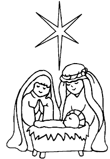 Angels praying at just born Christ with star beautiful bible coloring page for kids free download image