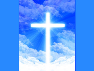 glowing white cross in blue sky beautiful myspace layout background christian picture