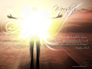 Ascribe to the Lord the glory due his name; worship the Lord in the splendor of his holiness Pslam 29:2 Bible verse with sunrise background and worship hands free download spiritual verses photo