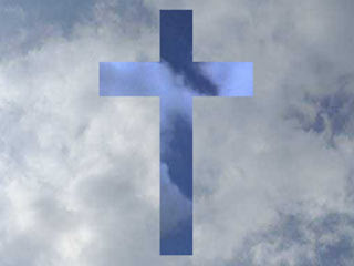 Beautiful Blue mirror cross with clouds background in the sky hd(hq) religious nature Christian wallpaper