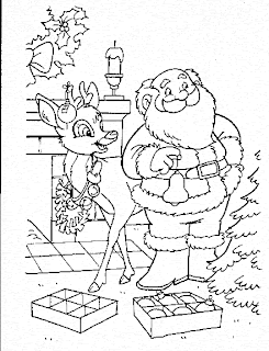 Santa Claus laughing with gifts on Christmas day coloring page for kids