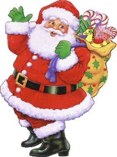 Beautiful Santa Claus clipart picture smiling while carrying Christmas gifts for kids free download