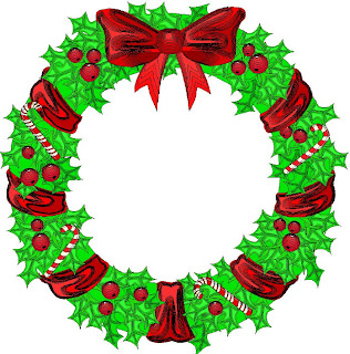 Christmas wreath clip art decorated with Christmas symbols color picture free Christian Christmas clip arts download