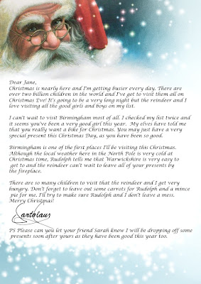 face of Smiling Santa Claus written letter to kids(Children) with Beautiful stars and blue background template about Christmas gifts free download Christmas christian images