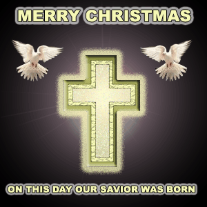 Merry Christmas background with Cross and holy spirit doves Christian clip art image free download