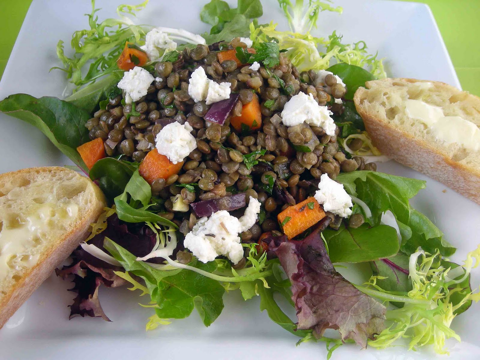 My Carolina Kitchen French Lentil Salad with Goat Cheese and Fontaine