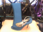 Conjunto de zapato y bolso en tela azulon