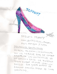 Stileto Tiffany con lentejuelas , morado,azul marino y rosa.