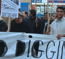 Marching in East London  against Crossrail hole agenda