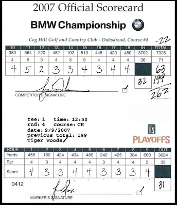 Golf 2007 Bmw Championship Tiger Woods Scorecard