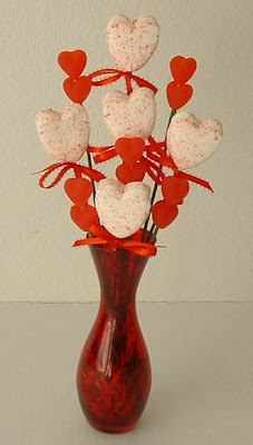 Heart shaped candies in a bouquet