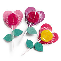 Lollipops made with construction paper into flowers