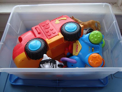 Toys in bin