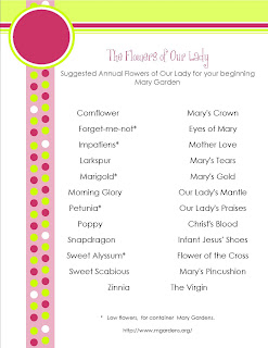 Printable list of flowers for Mary garden