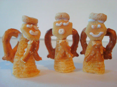 Cracker Angels Bugles, pretzels, and oyster crackers made into angels