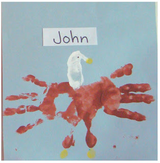 Hand-print painting of an eagle for John