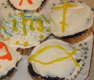 Cupcakes with Christian imagery on them